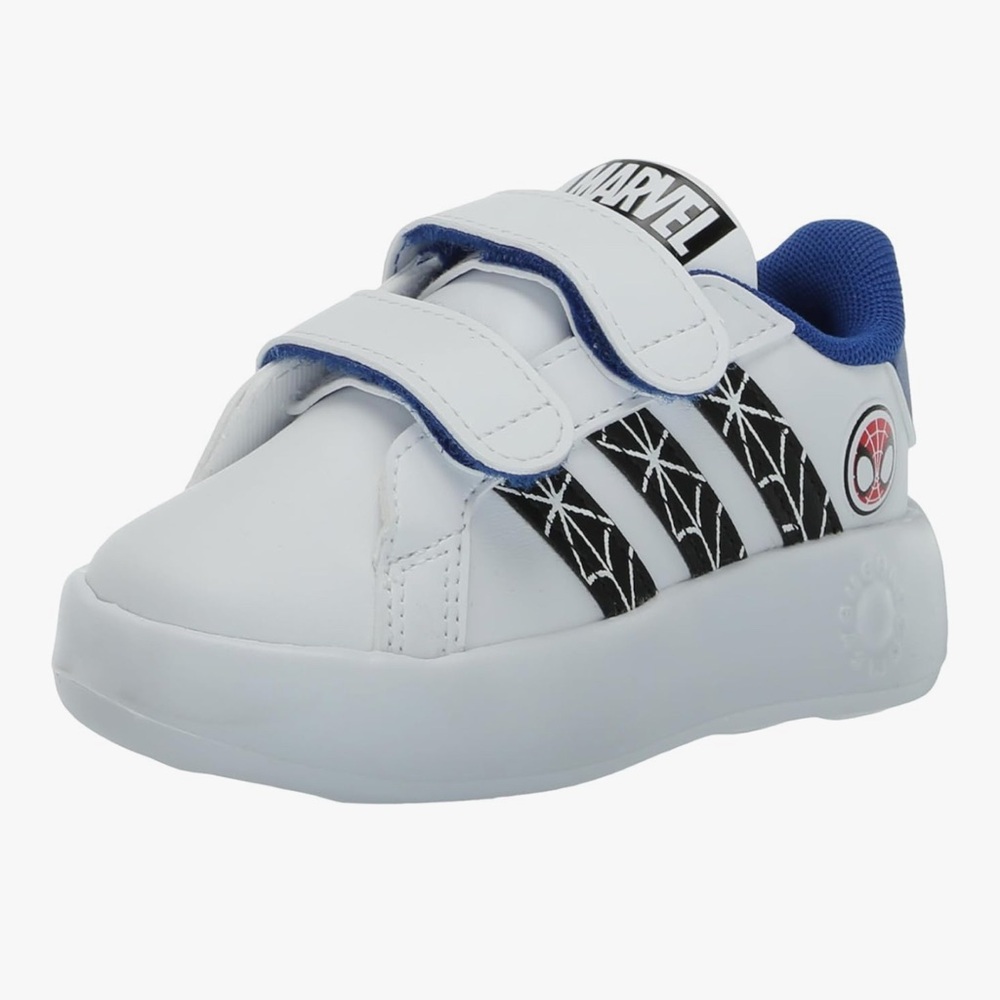 EUC Adidas Marvel Kids White and Blue Sneakers size 7.5T